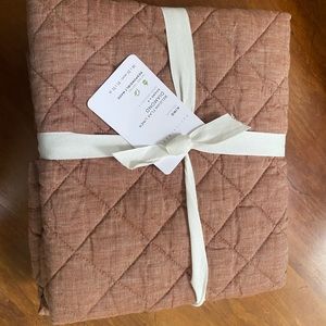 2 New Pottery Barn King Shams Belgian Flax Linen Diamond color Brick NEW!